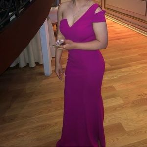 purple betsy&adam mermaid/fishtail one shoulder dress